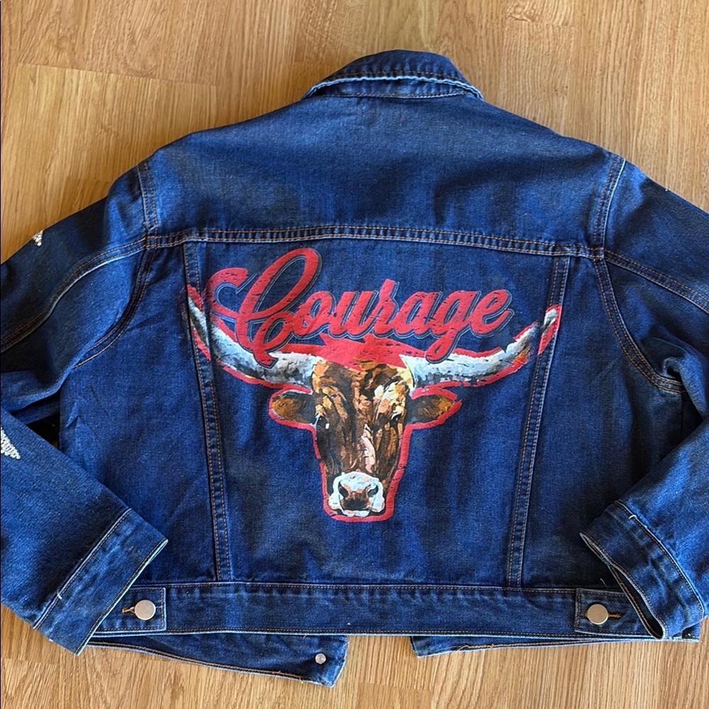 Rodeo Quincy Blue Jean Jacket with Star embellishments on sleeves